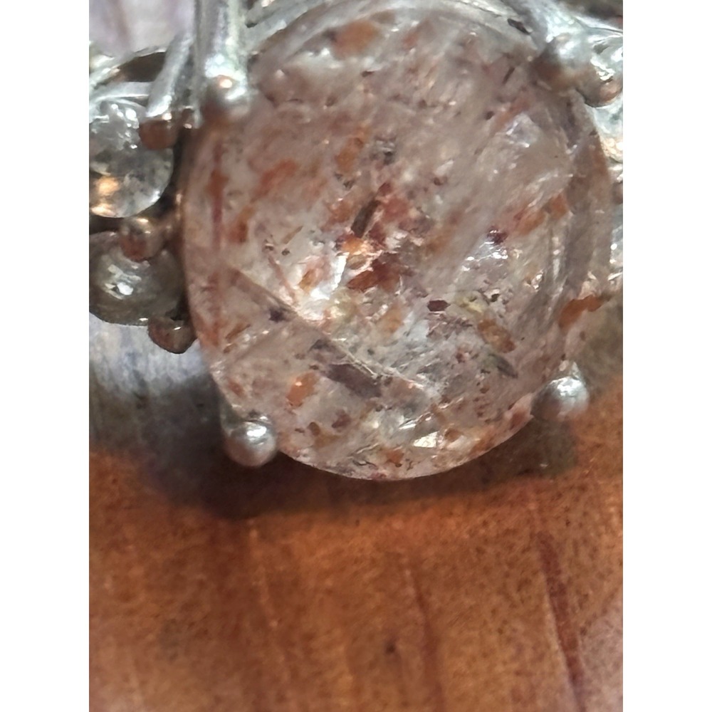 Vintage STS Sterling Silver Natural Sunstone Ring Size 8.75 - Picture 2 of 11
